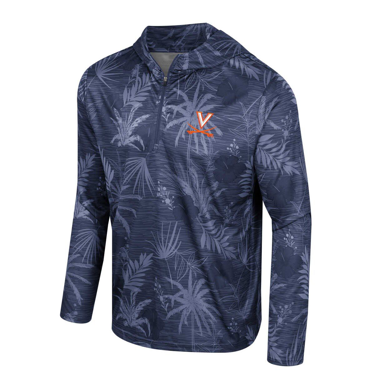 NCAA Virginia Cavaliers Palms Printed Lightweight Quarter-Zip Hooded Top