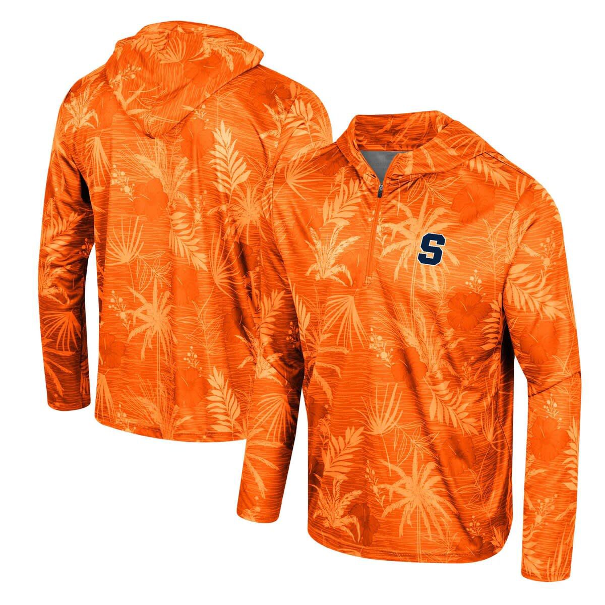 Syracuse Orange NCAA Syracuse Palms Printed Lightweight Quarter-Zip Hooded Top