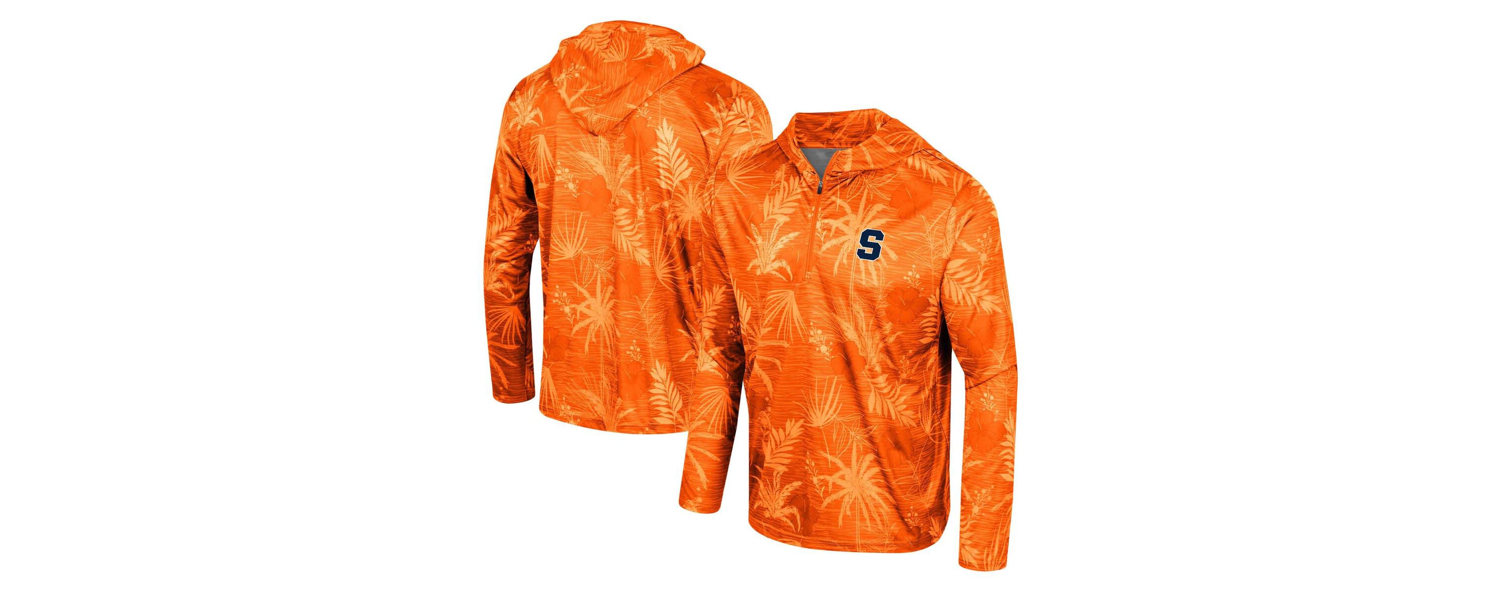 Syracuse Orange NCAA Syracuse Palms Printed Lightweight Quarter-Zip Hooded Top