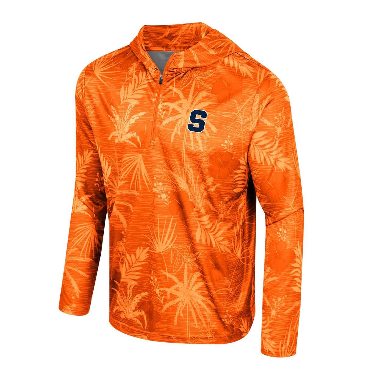 Syracuse Orange NCAA Syracuse Palms Printed Lightweight Quarter-Zip Hooded Top