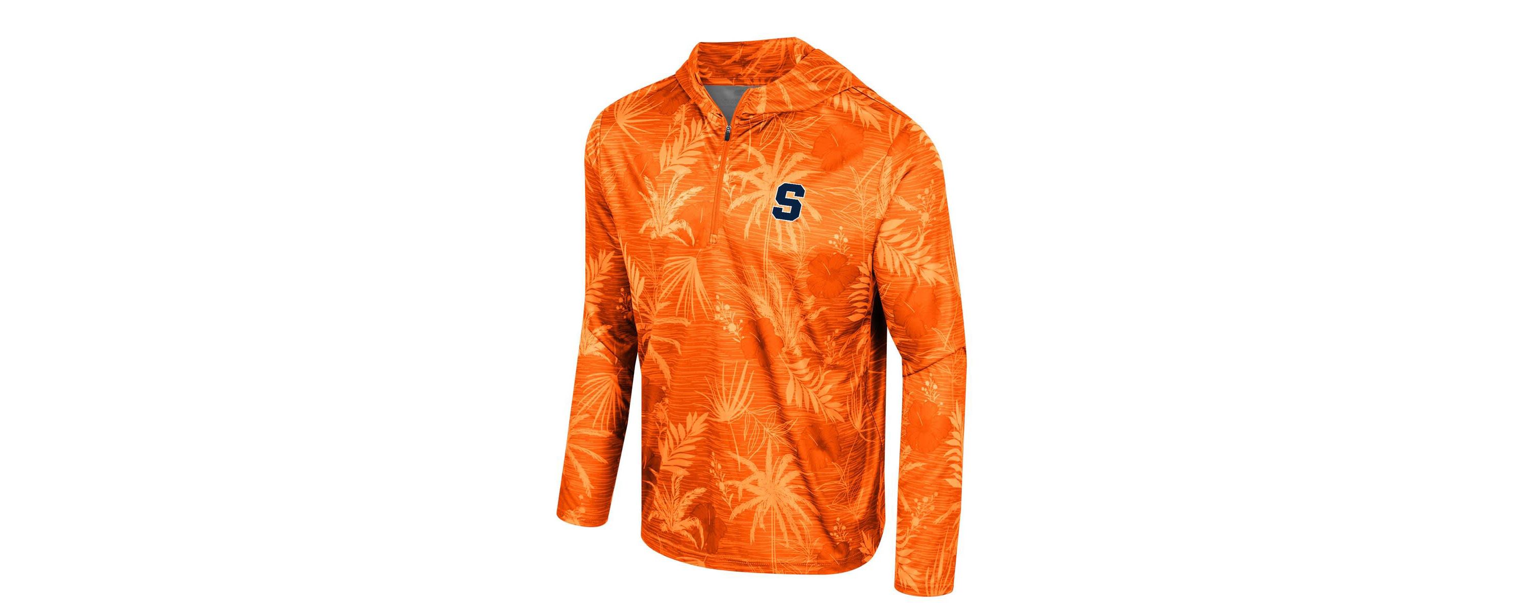 Syracuse Orange NCAA Syracuse Palms Printed Lightweight Quarter-Zip Hooded Top