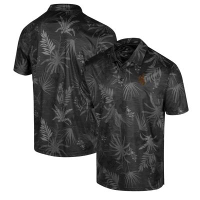 Colosseum Men's NCAA Wyoming Cowboys Palms Team Polo, Black, Medium