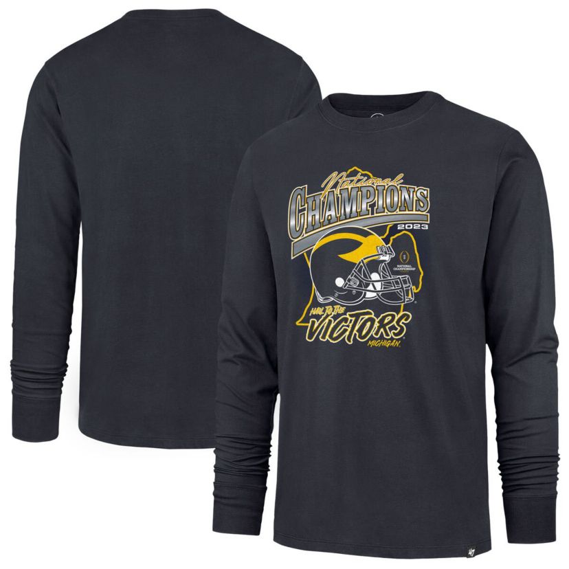 NCAA Michigan Wolverines NCAA Football Playoff 2023 National s State Outline Franklin Long Sleeve T-Shirt