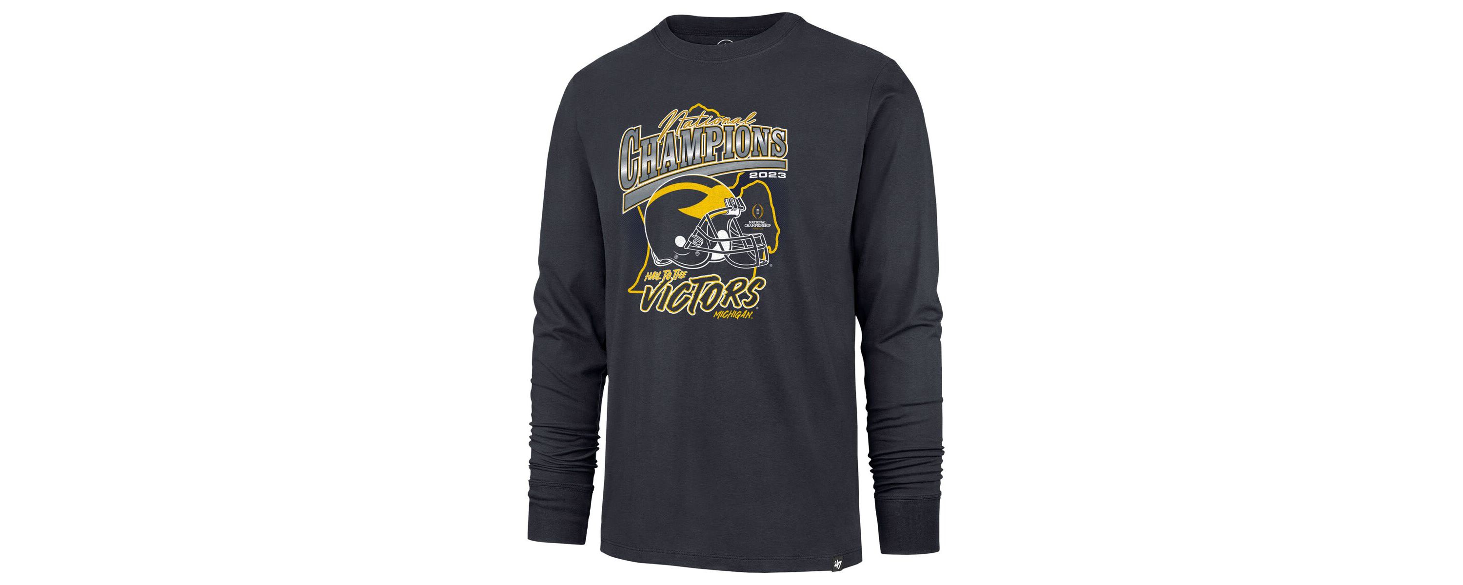NCAA Michigan Wolverines NCAA Football Playoff 2023 National s State Outline Franklin Long Sleeve T-Shirt