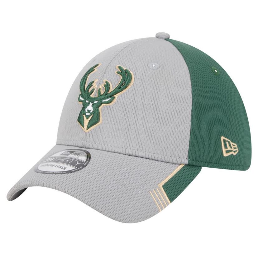 NBA Gray/Hunter Milwaukee Bucks Active Trim 39THIRTY Flex Hat