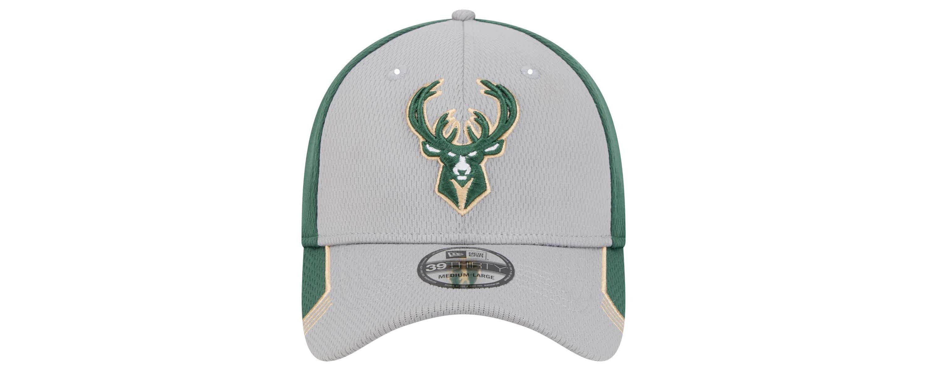 NBA Gray/Hunter Milwaukee Bucks Active Trim 39THIRTY Flex Hat