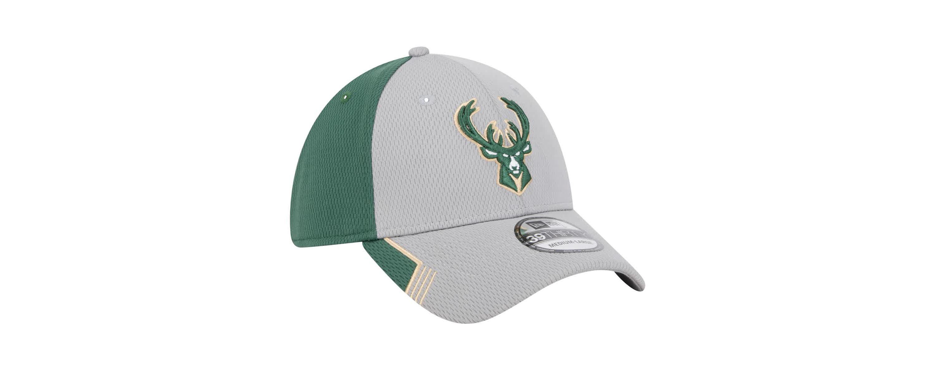 NBA Gray/Hunter Milwaukee Bucks Active Trim 39THIRTY Flex Hat
