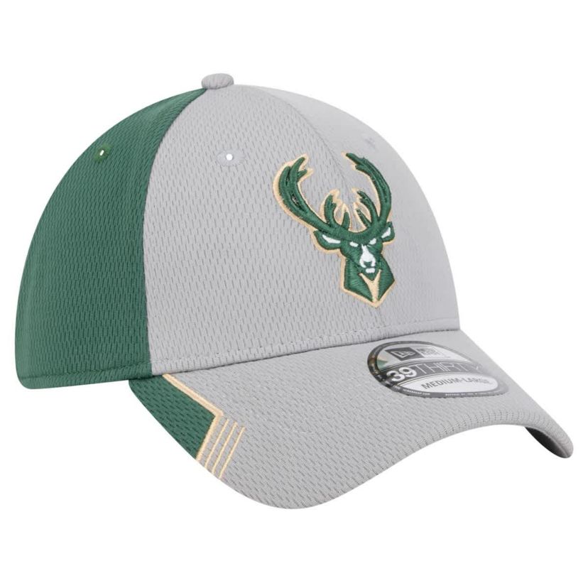 NBA Gray/Hunter Milwaukee Bucks Active Trim 39THIRTY Flex Hat