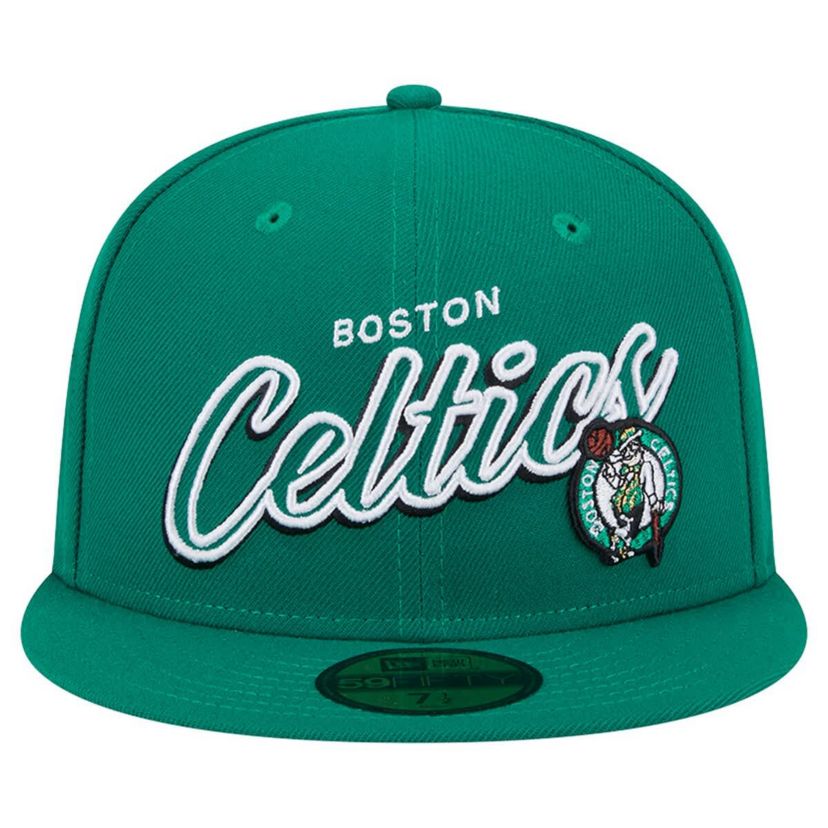 NBA Kelly Boston Celtics Sport Night Script Sided 59FIFTY Fitted Hat