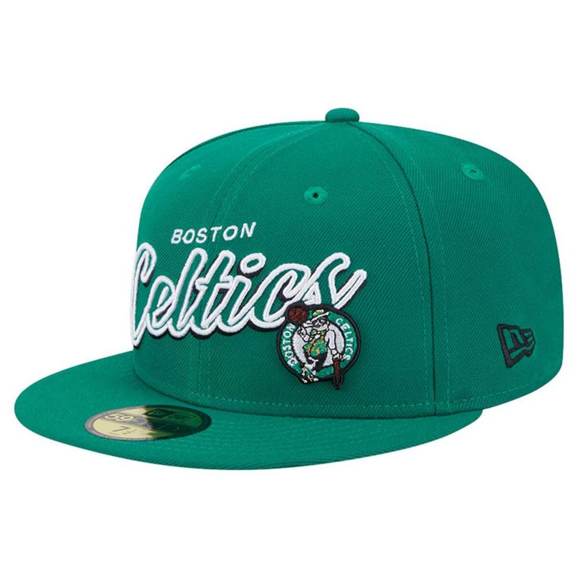 NBA Kelly Boston Celtics Sport Night Script Sided 59FIFTY Fitted Hat