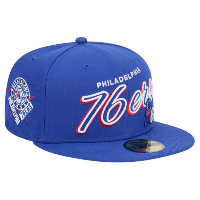 New Era Men's NBA Philadelphia 76ers Sport Night Script Sided 59FIFTY Fitted Hat