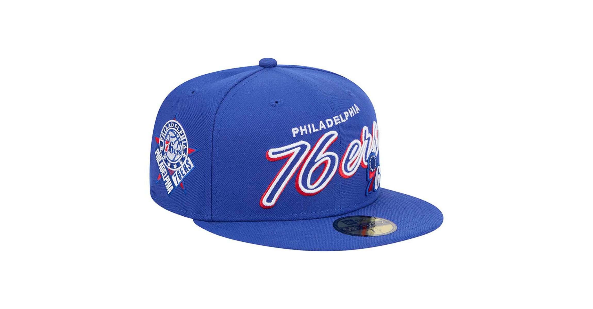 NBA Philadelphia 76ers Sport Night Script Sided 59FIFTY Fitted Hat