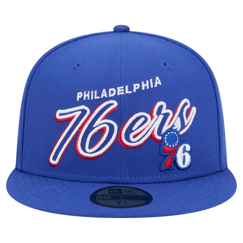 NBA Philadelphia 76ers Sport Night Script Sided 59FIFTY Fitted Hat