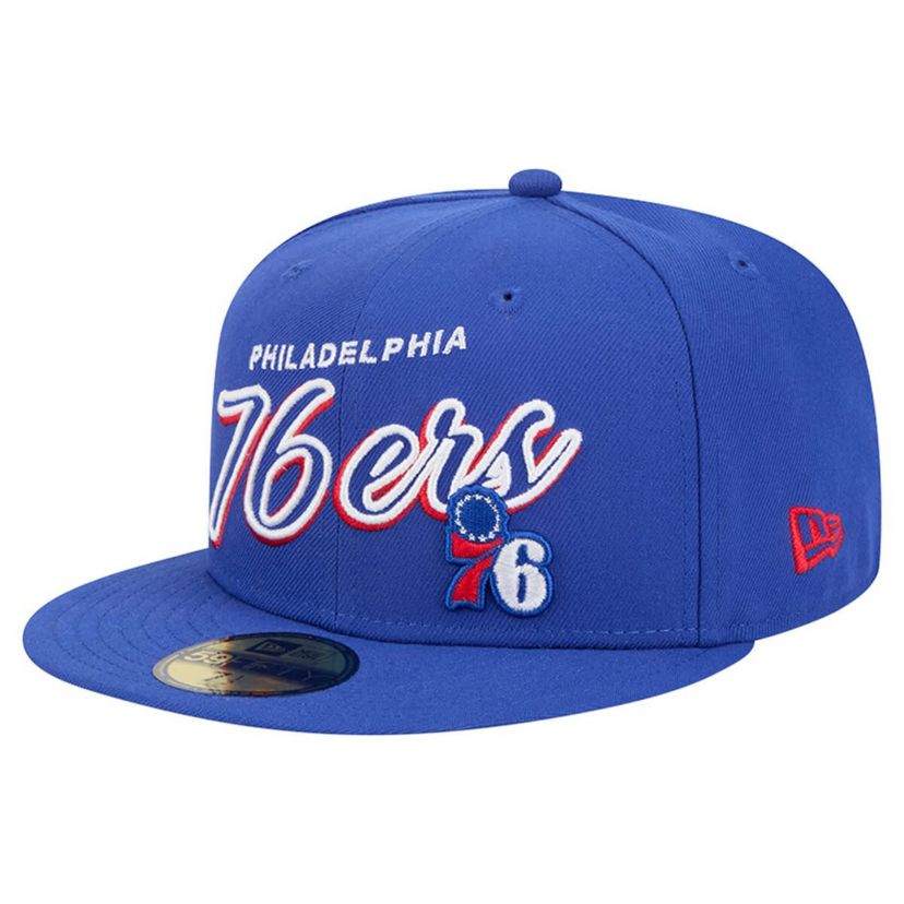 NBA Philadelphia 76ers Sport Night Script Sided 59FIFTY Fitted Hat
