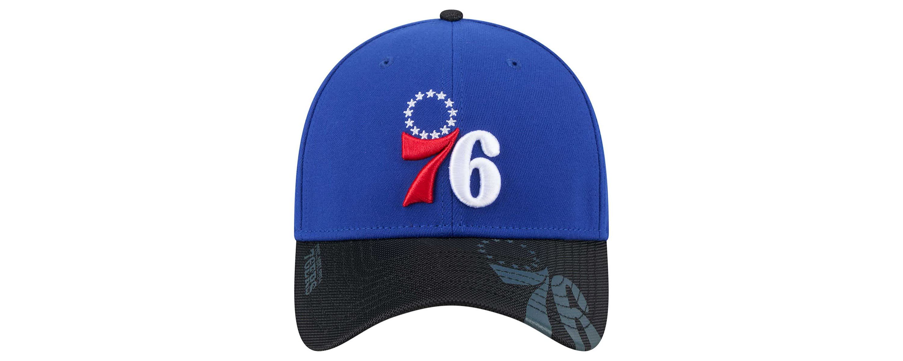 NBA Royal/Black Philadelphia 76ers Sport Night Visor Hit 39THIRTY Flex Hat