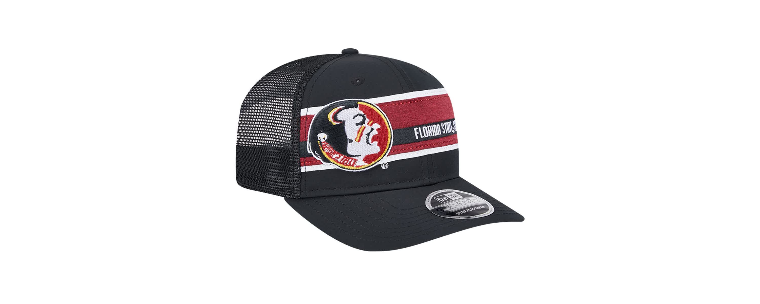 NCAA Black/Garnet Florida State Seminoles Striped 9SEVENTY Trucker Stretch-Snap Adjustable Hat