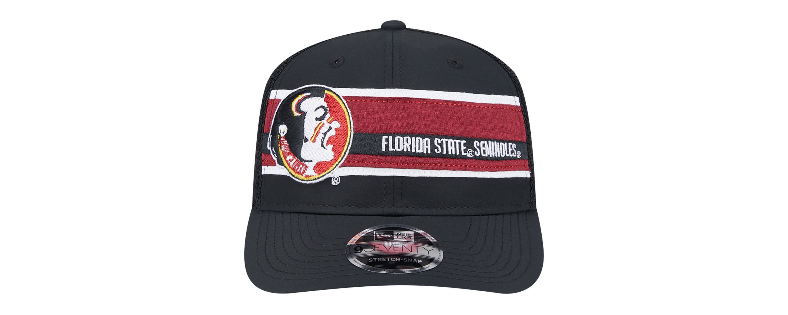 NCAA Black/Garnet Florida State Seminoles Striped 9SEVENTY Trucker Stretch-Snap Adjustable Hat