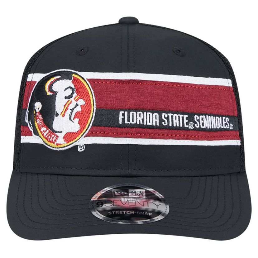 NCAA Black/Garnet Florida State Seminoles Striped 9SEVENTY Trucker Stretch-Snap Adjustable Hat
