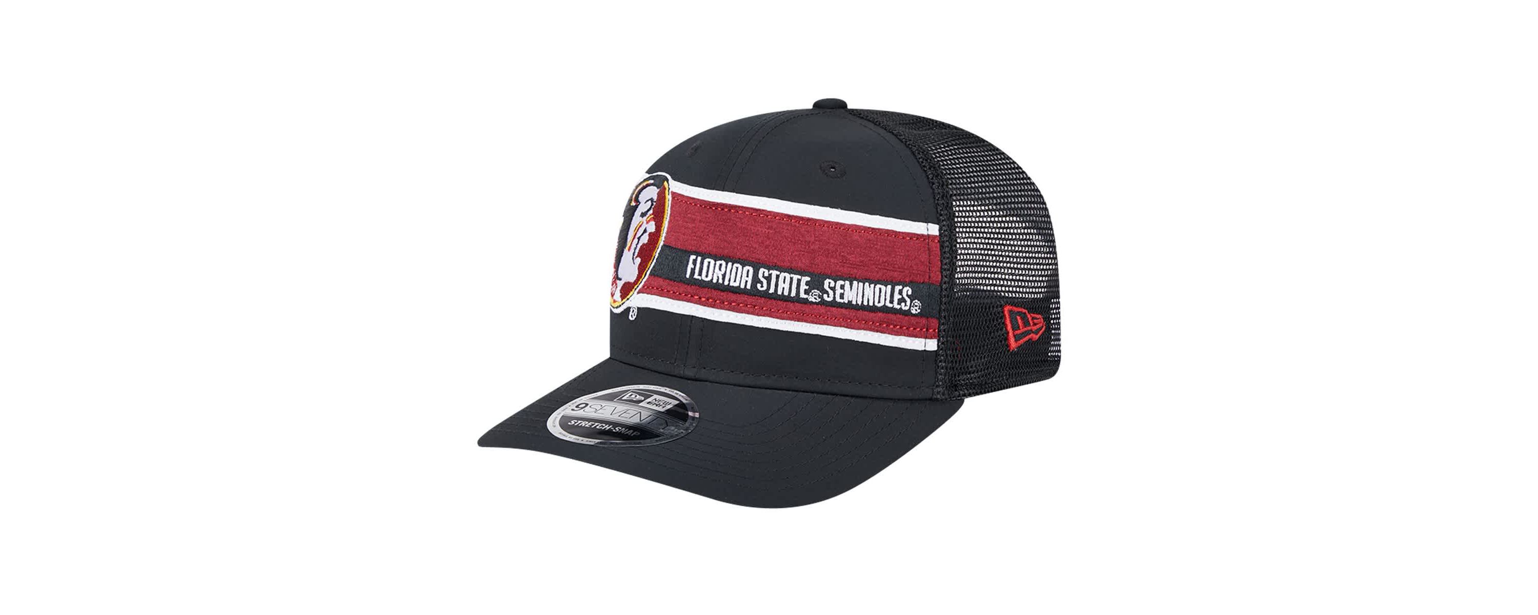 NCAA Black/Garnet Florida State Seminoles Striped 9SEVENTY Trucker Stretch-Snap Adjustable Hat