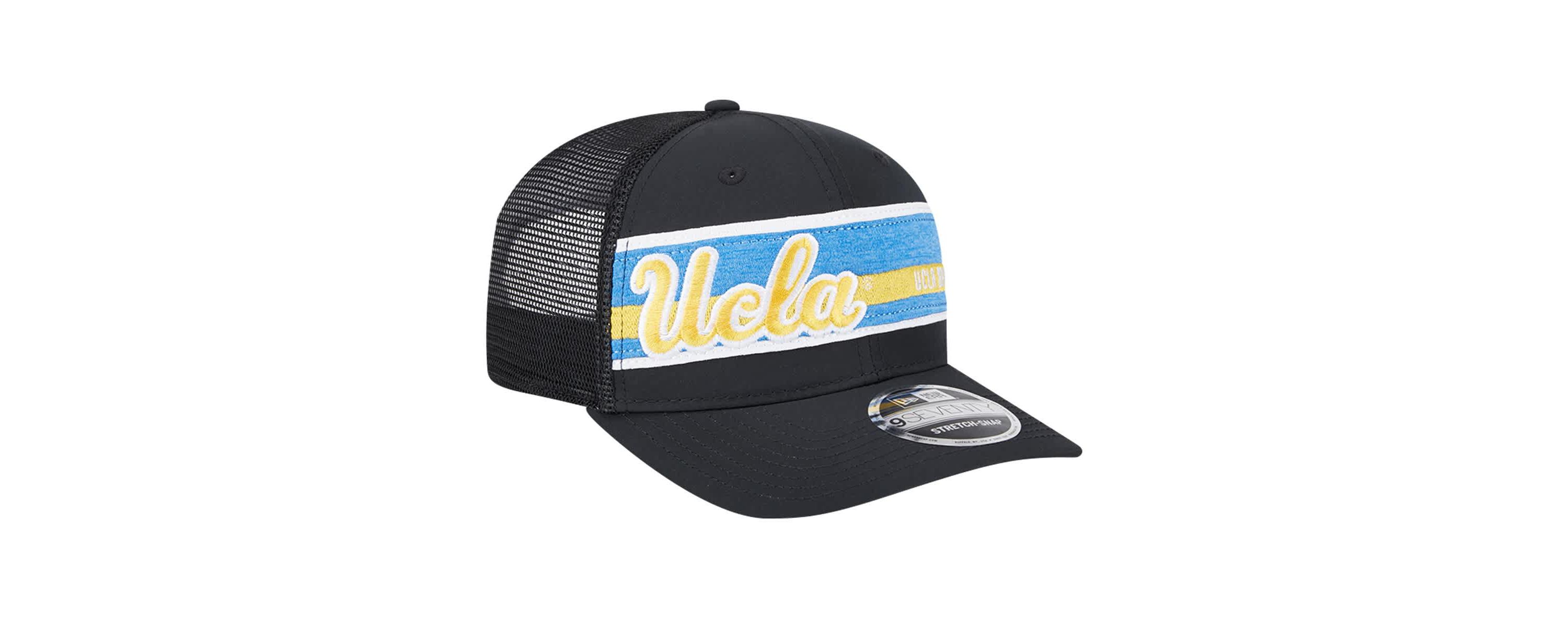 NCAA Black/Blue UCLA Bruins Striped 9SEVENTY Trucker Stretch-Snap Adjustable Hat