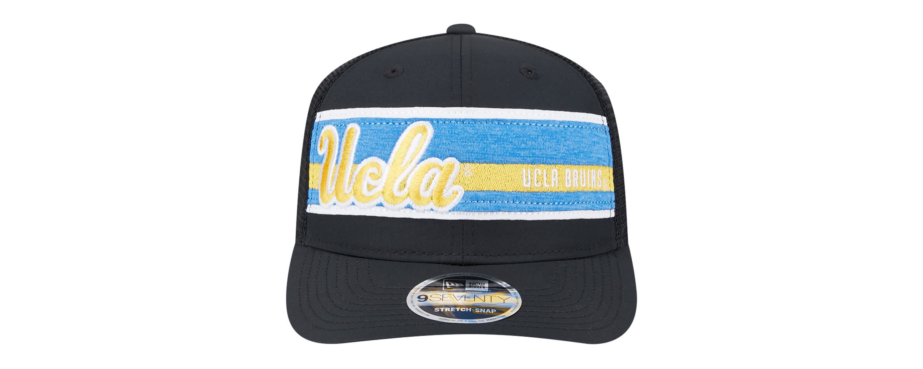 NCAA Black/Blue UCLA Bruins Striped 9SEVENTY Trucker Stretch-Snap Adjustable Hat