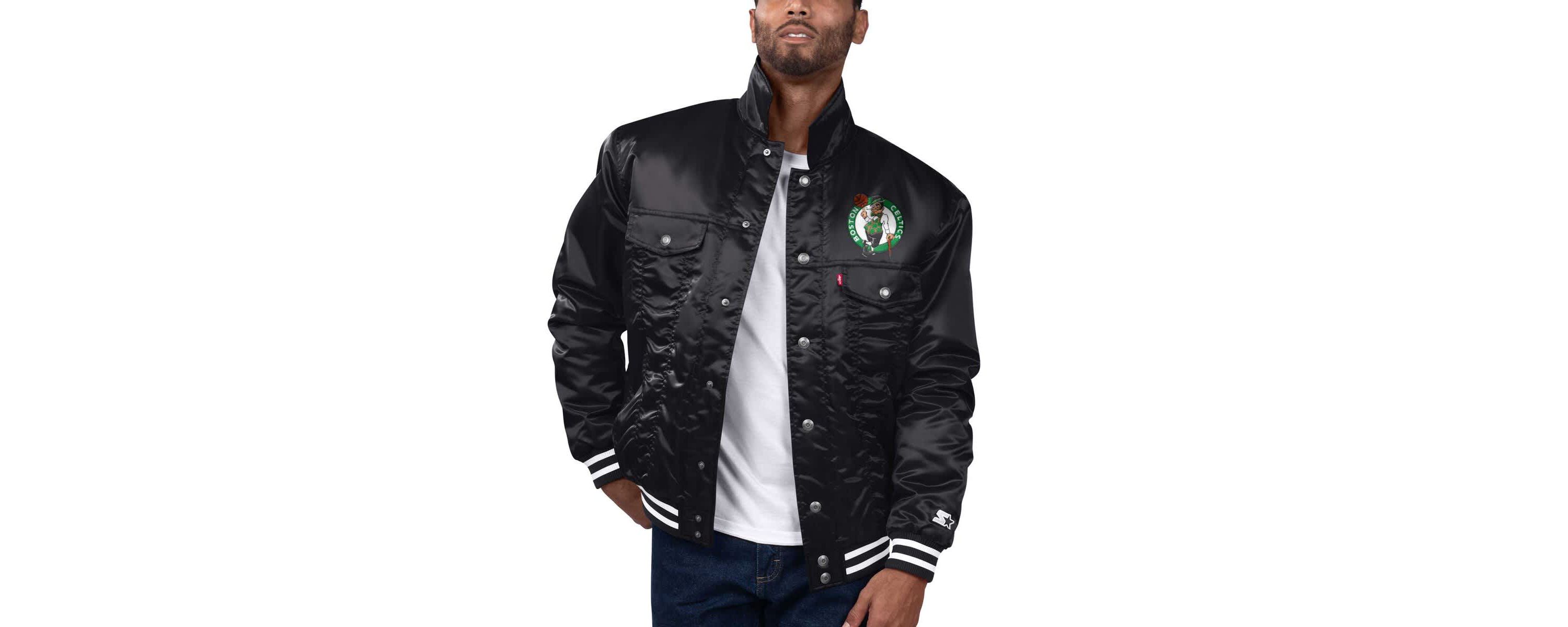 NBA x Levis Boston Celtics Label Trucker Satin Full-Snap Jacket