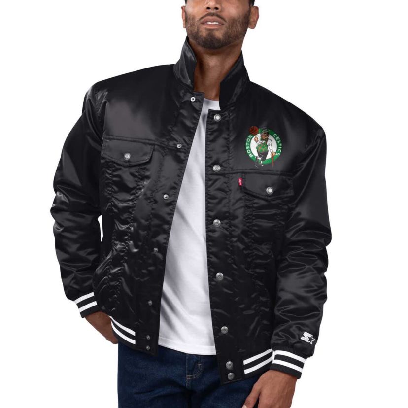 NBA x Levis Boston Celtics Label Trucker Satin Full-Snap Jacket