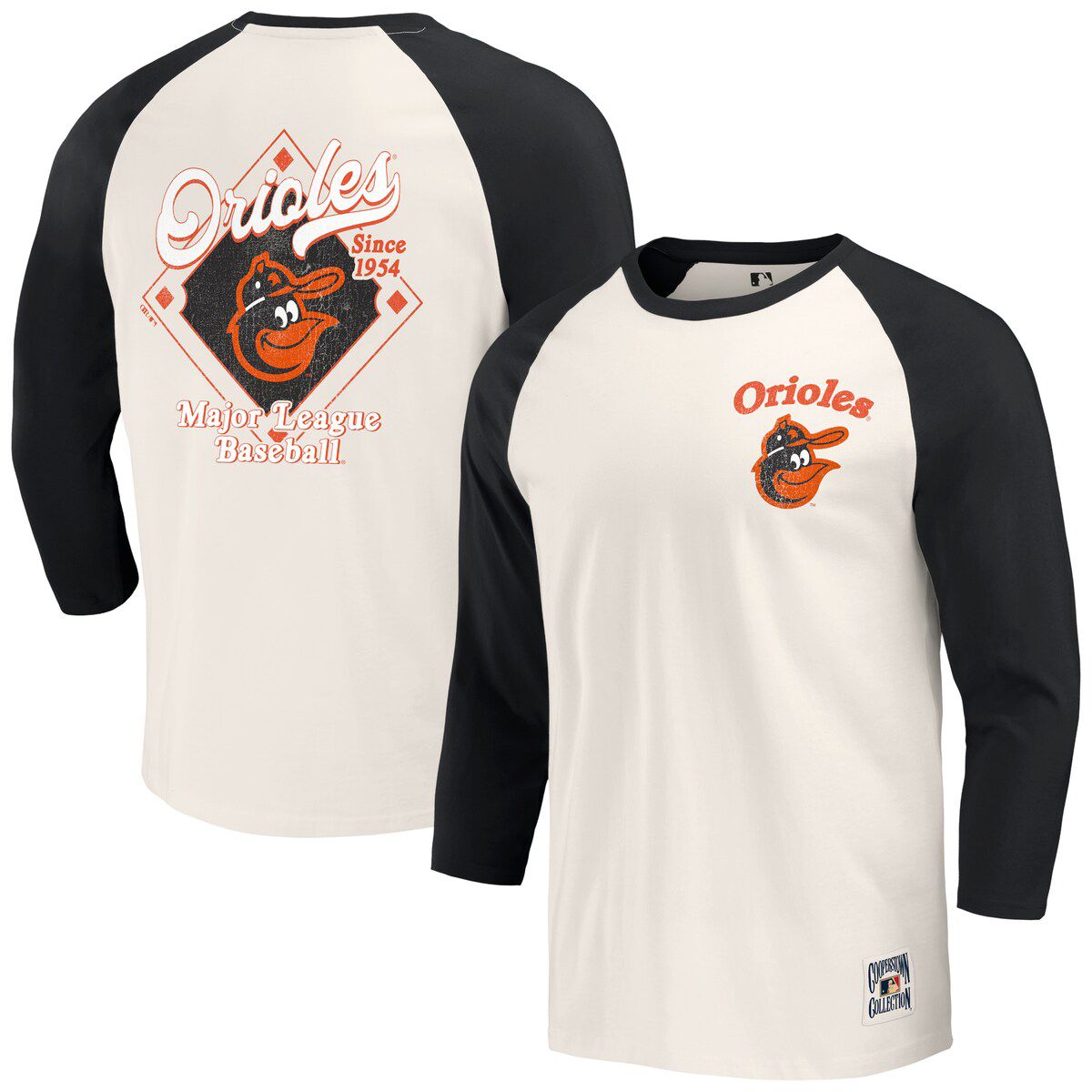 MLB Baltimore Orioles Cooperstown Collection Raglan 3/4-Sleeve T-Shirt