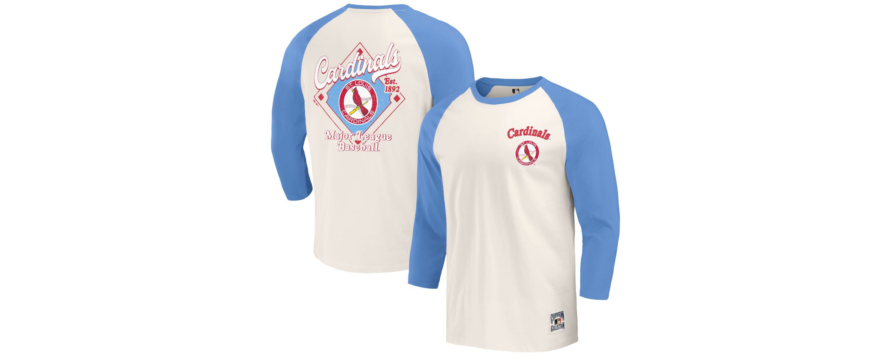 MLB Light St. Louis Cardinals Cooperstown Collection Raglan 3/4-Sleeve T-Shirt