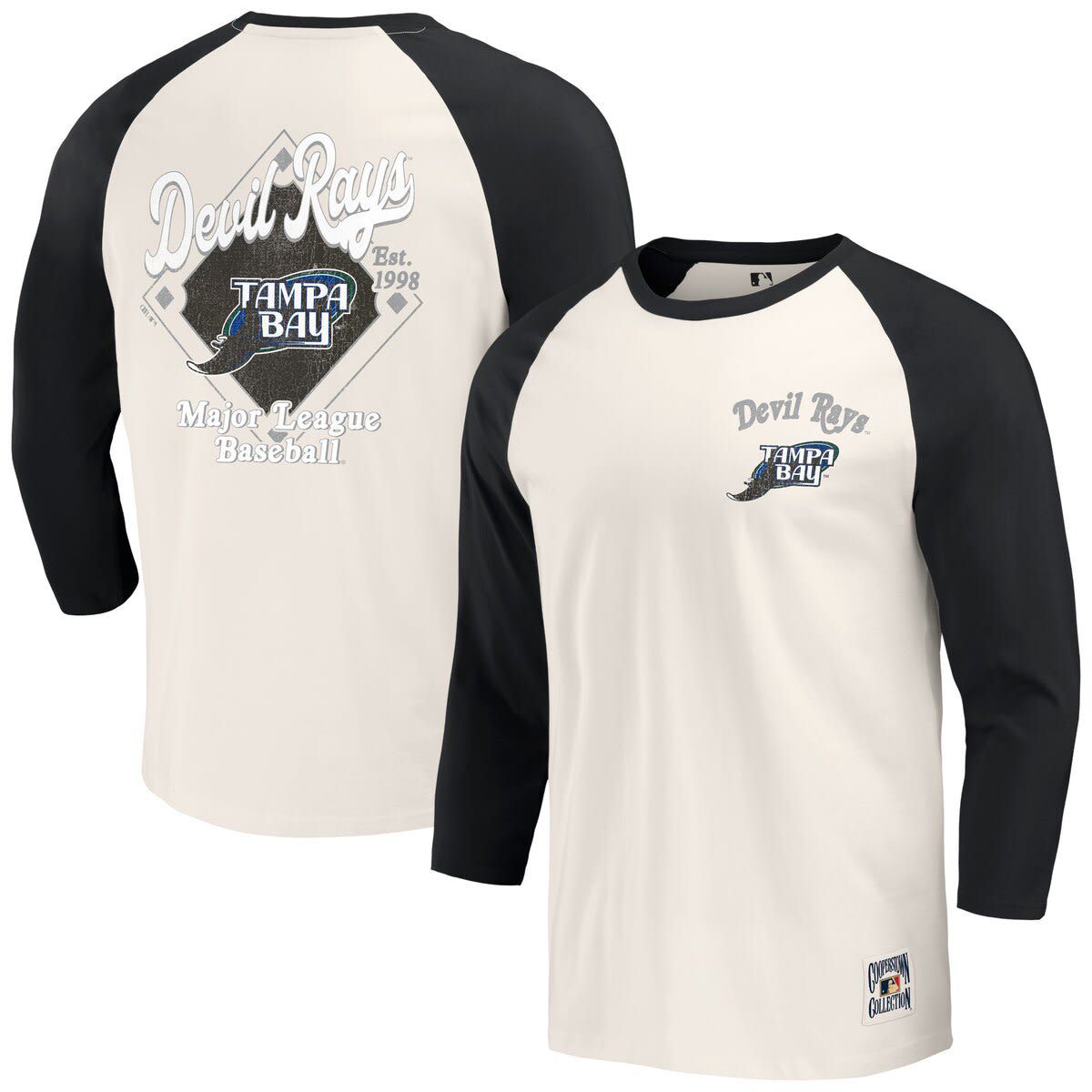 MLB Tampa Bay Rays Cooperstown Collection Raglan 3/4-Sleeve T-Shirt