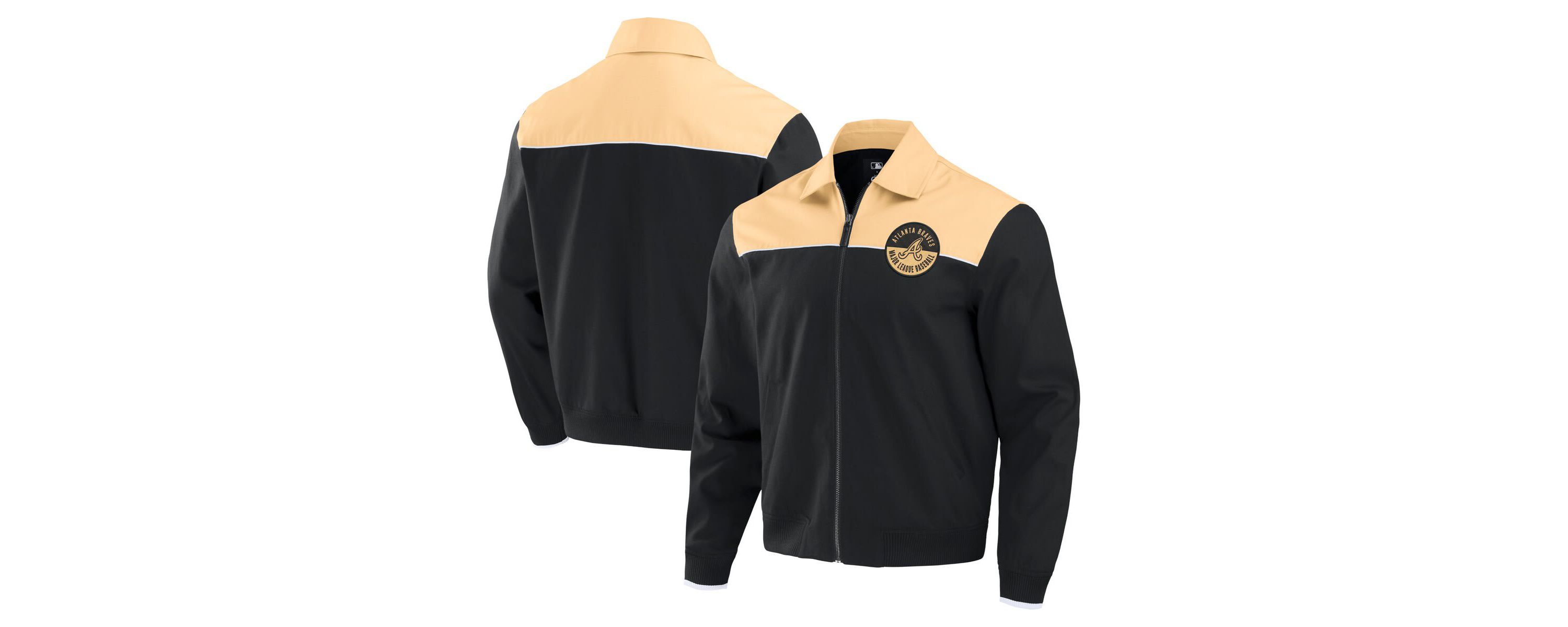 MLB Black/Tan Atlanta Braves Canvas Bomber Full-Zip Jacket