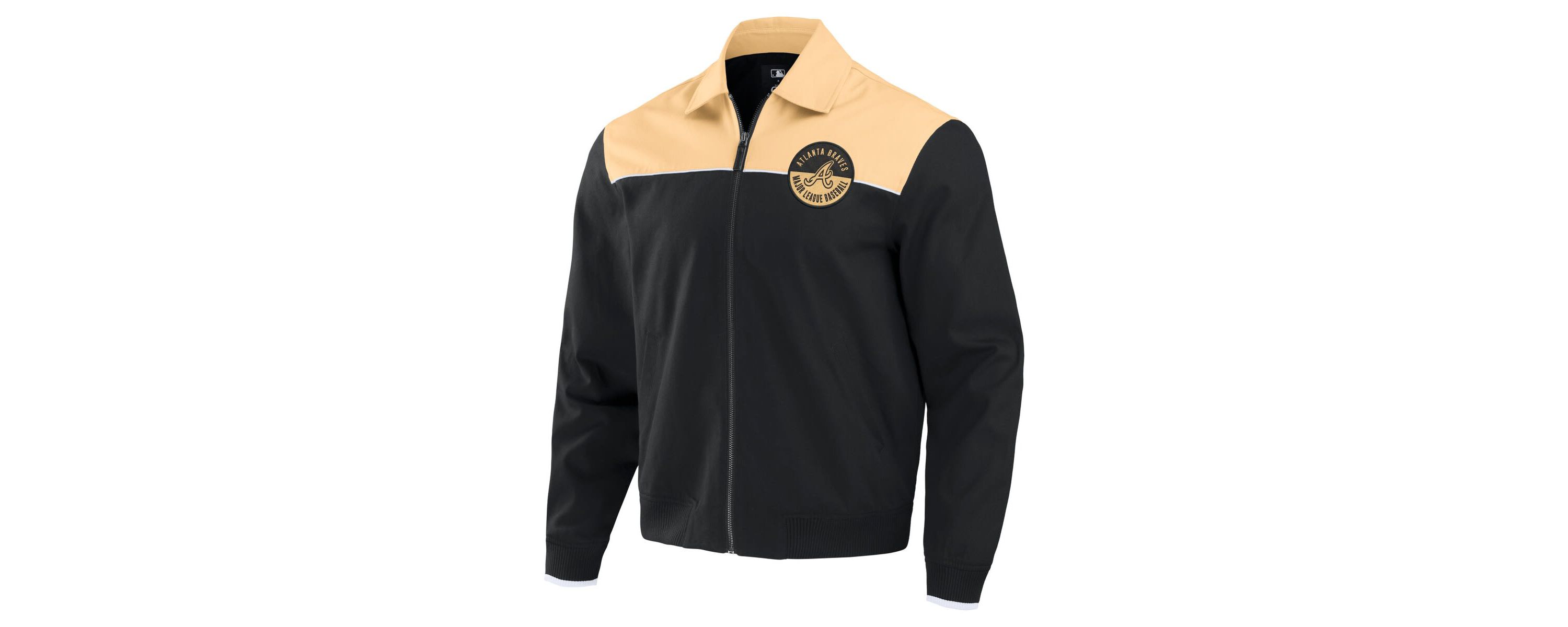 MLB Black/Tan Atlanta Braves Canvas Bomber Full-Zip Jacket