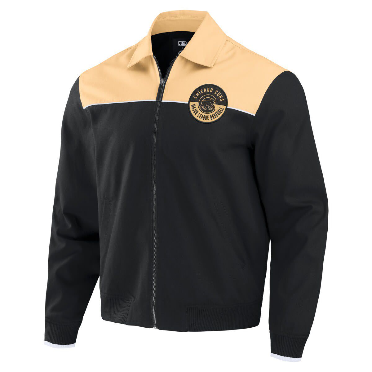 MLB Black/Tan Chicago Cubs Canvas Bomber Full-Zip Jacket