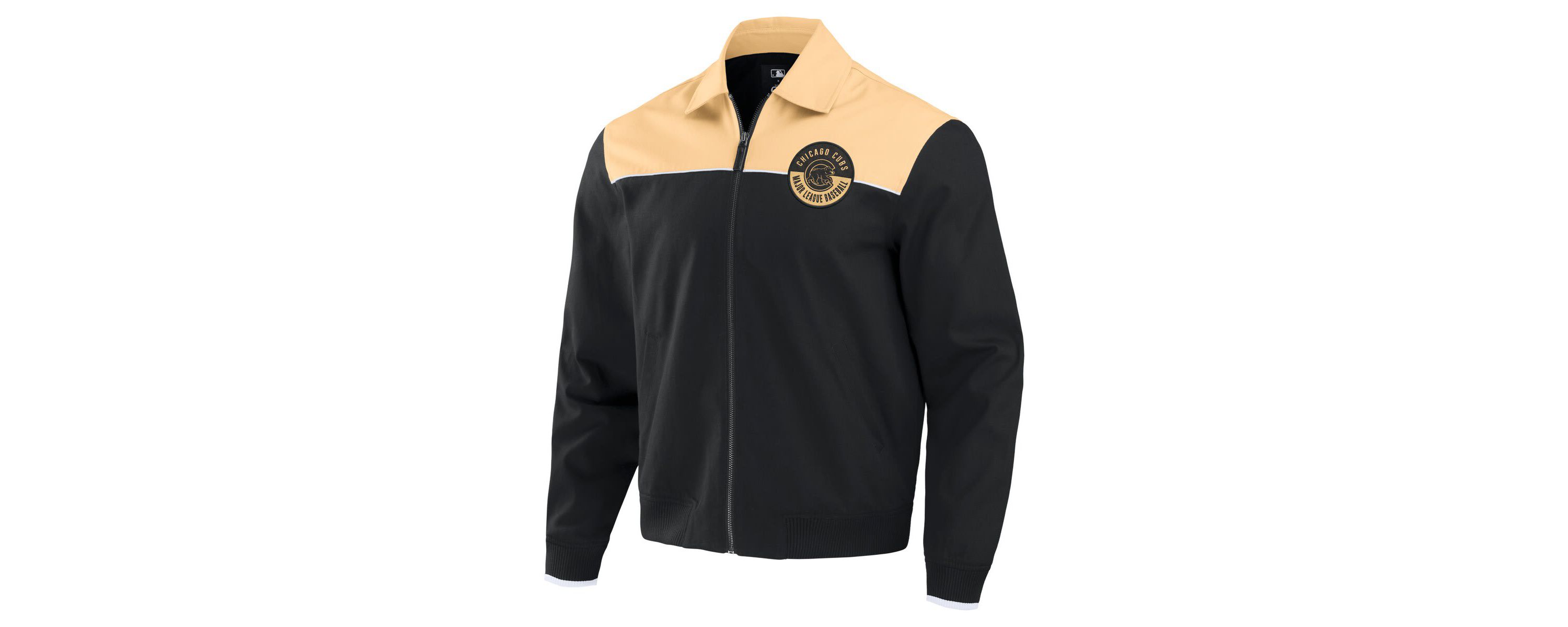 MLB Black/Tan Chicago Cubs Canvas Bomber Full-Zip Jacket