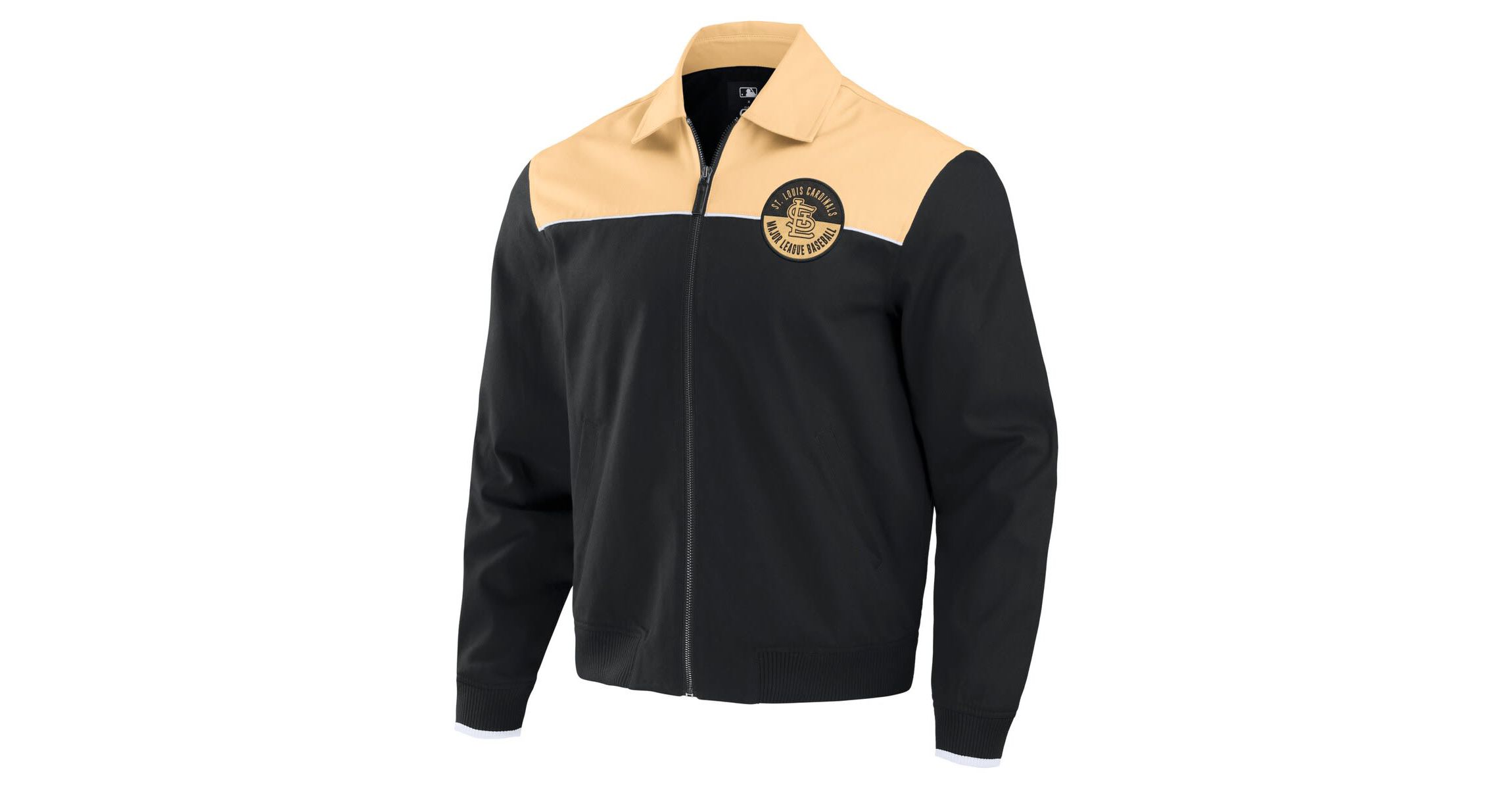 MLB Black/Tan St. Louis Cardinals Canvas Bomber Full-Zip Jacket