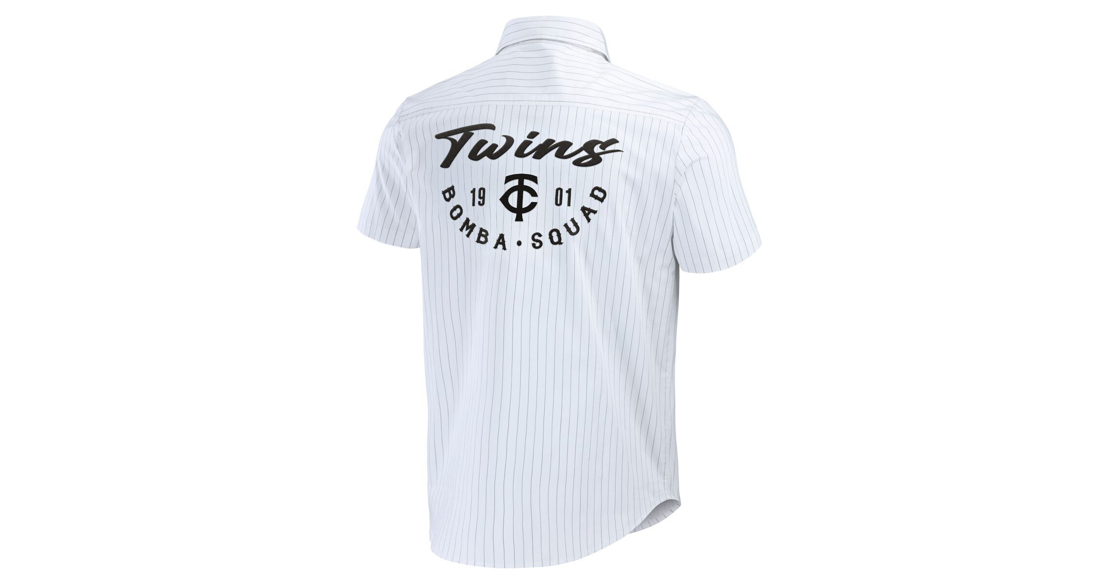 MLB Minnesota Twins Pin Stripe Short Sleeve Button-Up Shirt