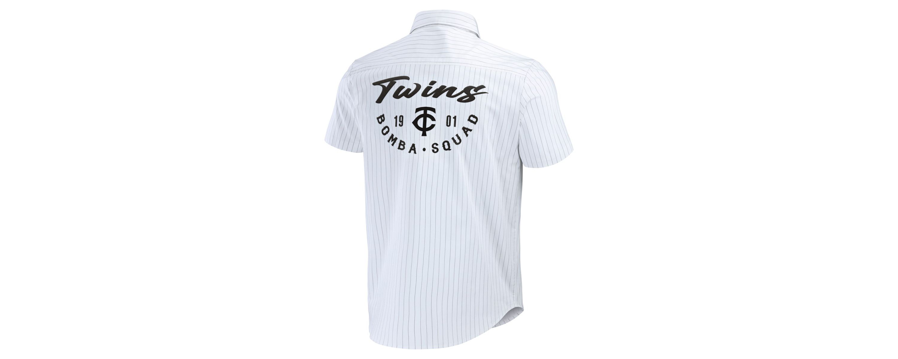 MLB Minnesota Twins Pin Stripe Short Sleeve Button-Up Shirt