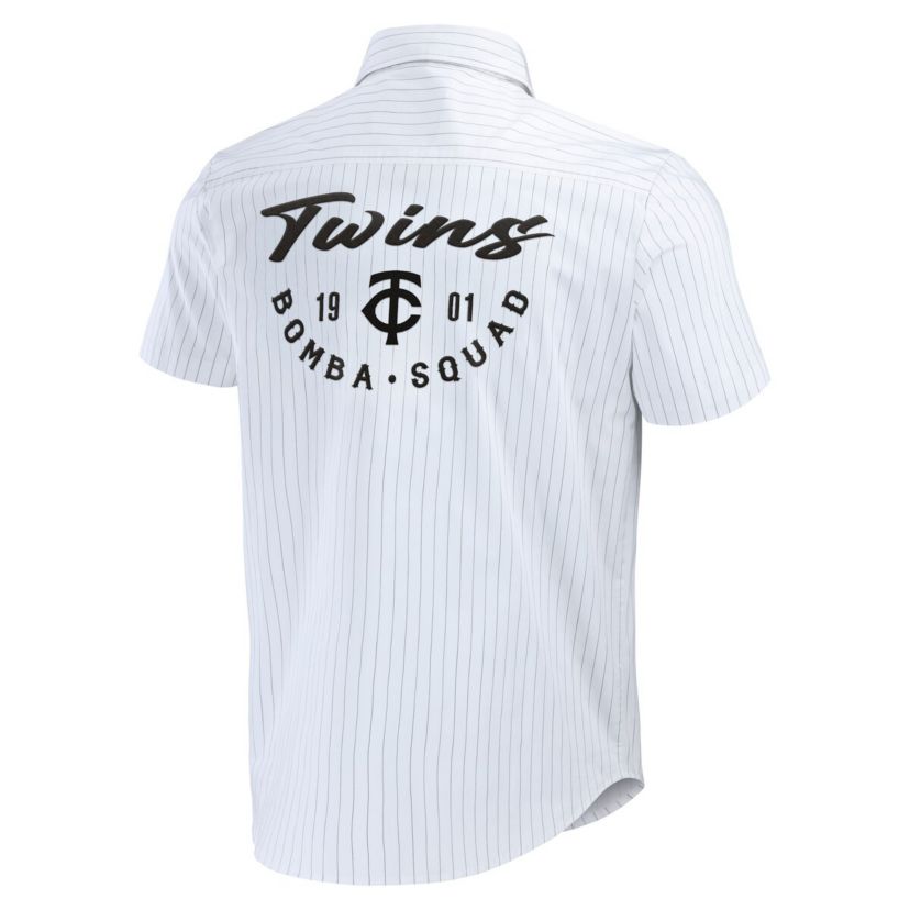 MLB Minnesota Twins Pin Stripe Short Sleeve Button-Up Shirt