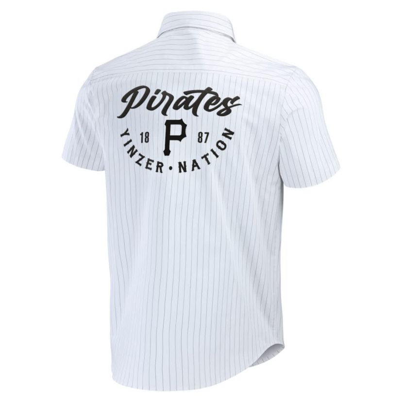 MLB Pittsburgh Pirates Pin Stripe Short Sleeve Button-Up Shirt