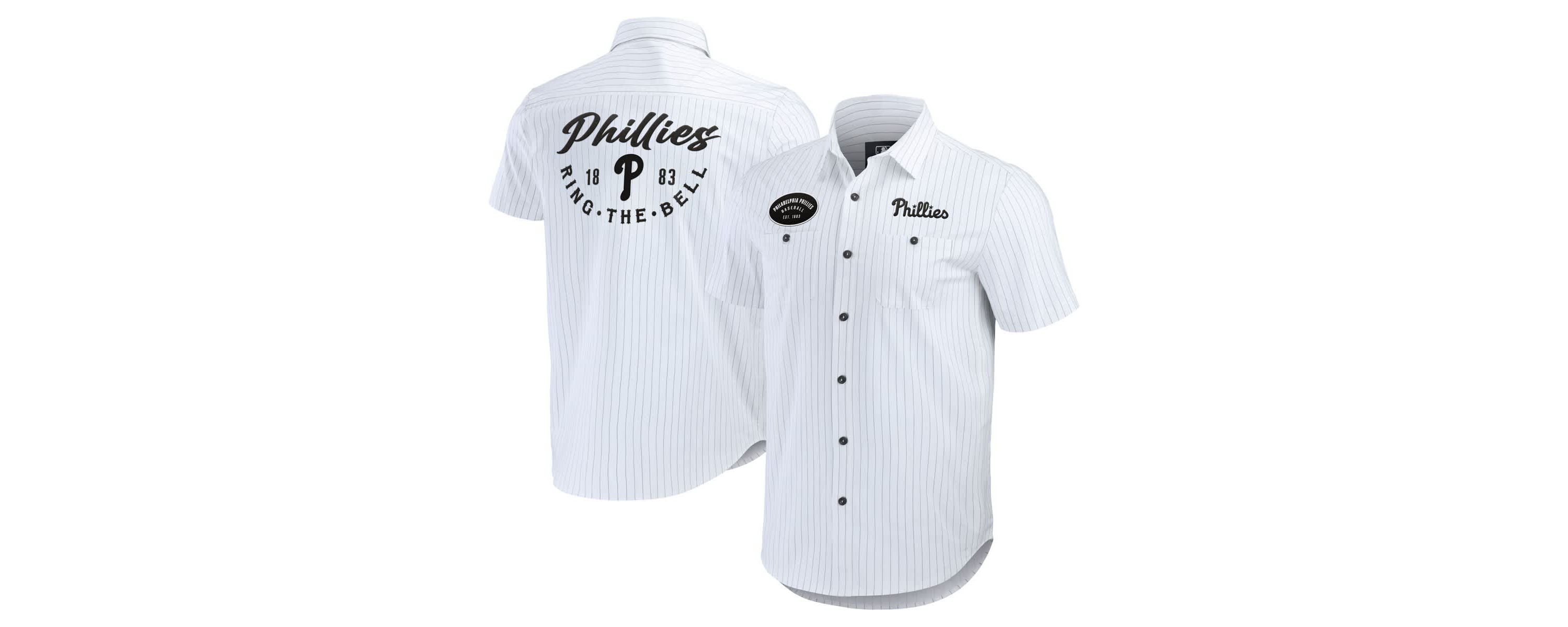 MLB Philadelphia Phillies Pin Stripe Short Sleeve Button-Up Shirt