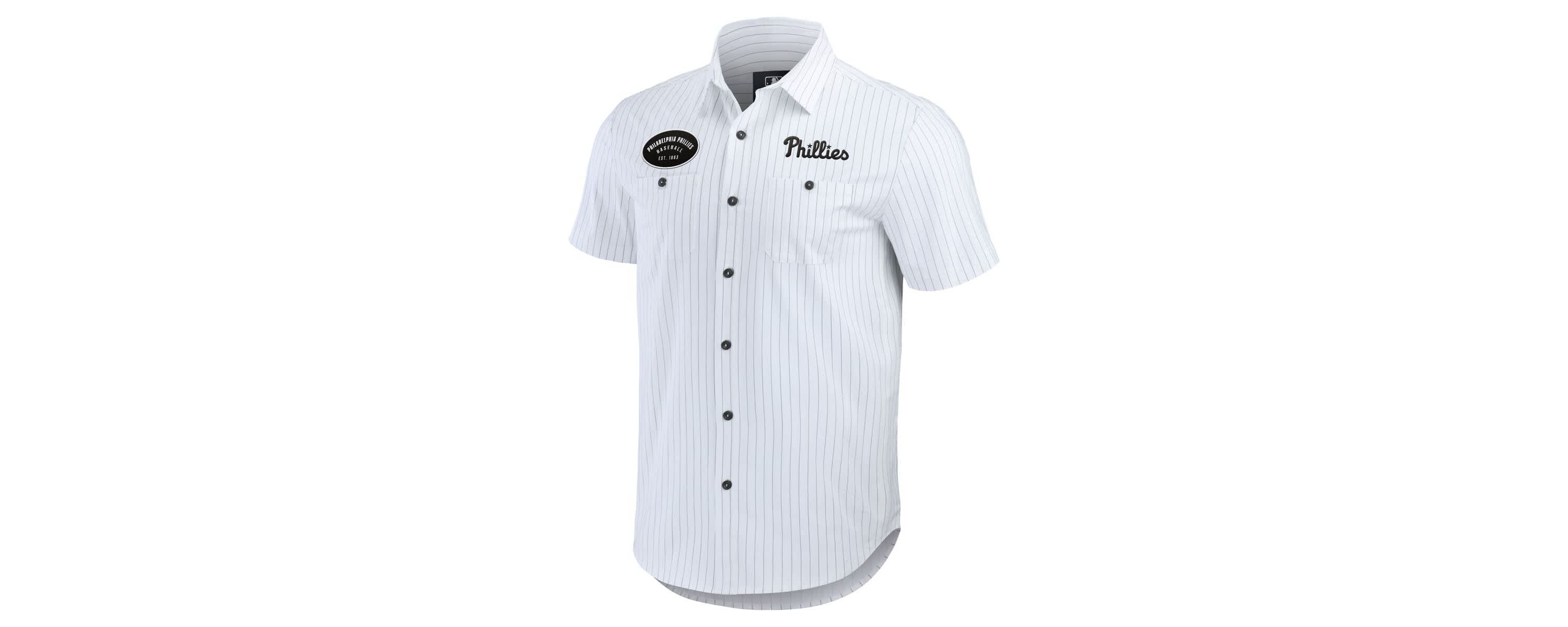 MLB Philadelphia Phillies Pin Stripe Short Sleeve Button-Up Shirt