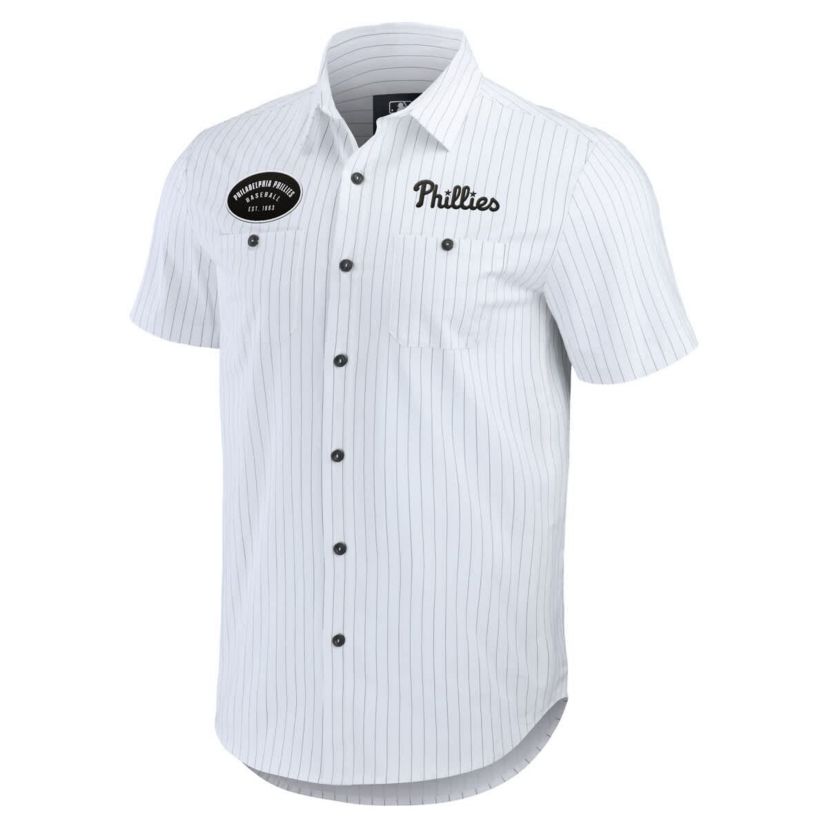 MLB Philadelphia Phillies Pin Stripe Short Sleeve Button-Up Shirt