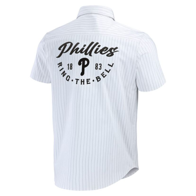 MLB Philadelphia Phillies Pin Stripe Short Sleeve Button-Up Shirt