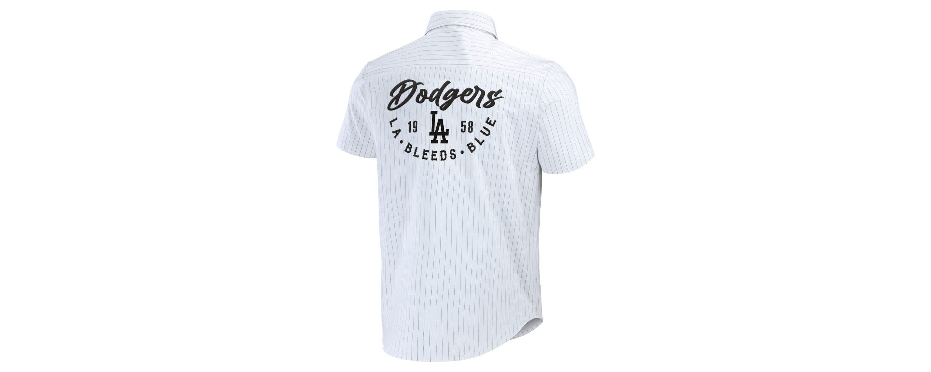 MLB Los Angeles Dodgers Pin Stripe Short Sleeve Button-Up Shirt