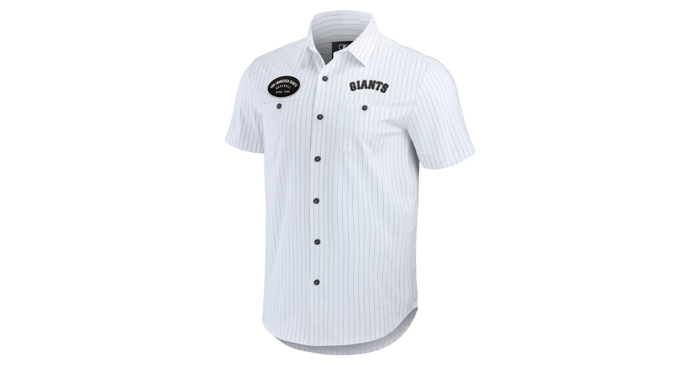 MLB San Francisco Giants Pin Stripe Short Sleeve Button-Up Shirt