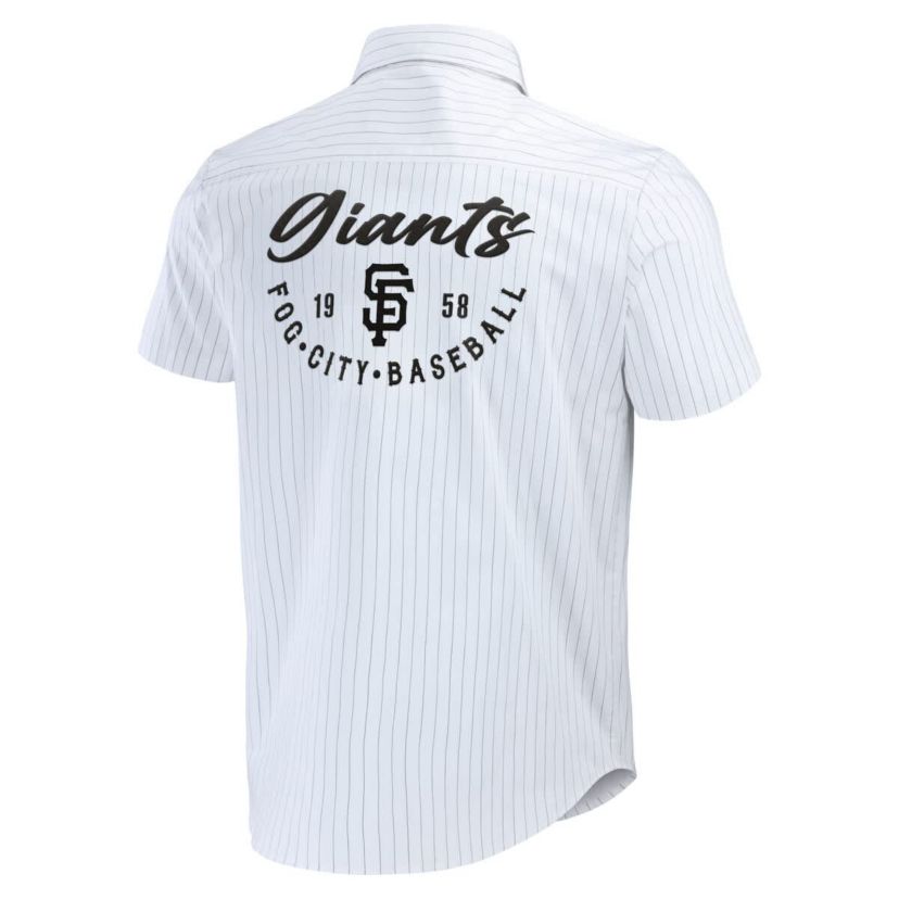 MLB San Francisco Giants Pin Stripe Short Sleeve Button-Up Shirt