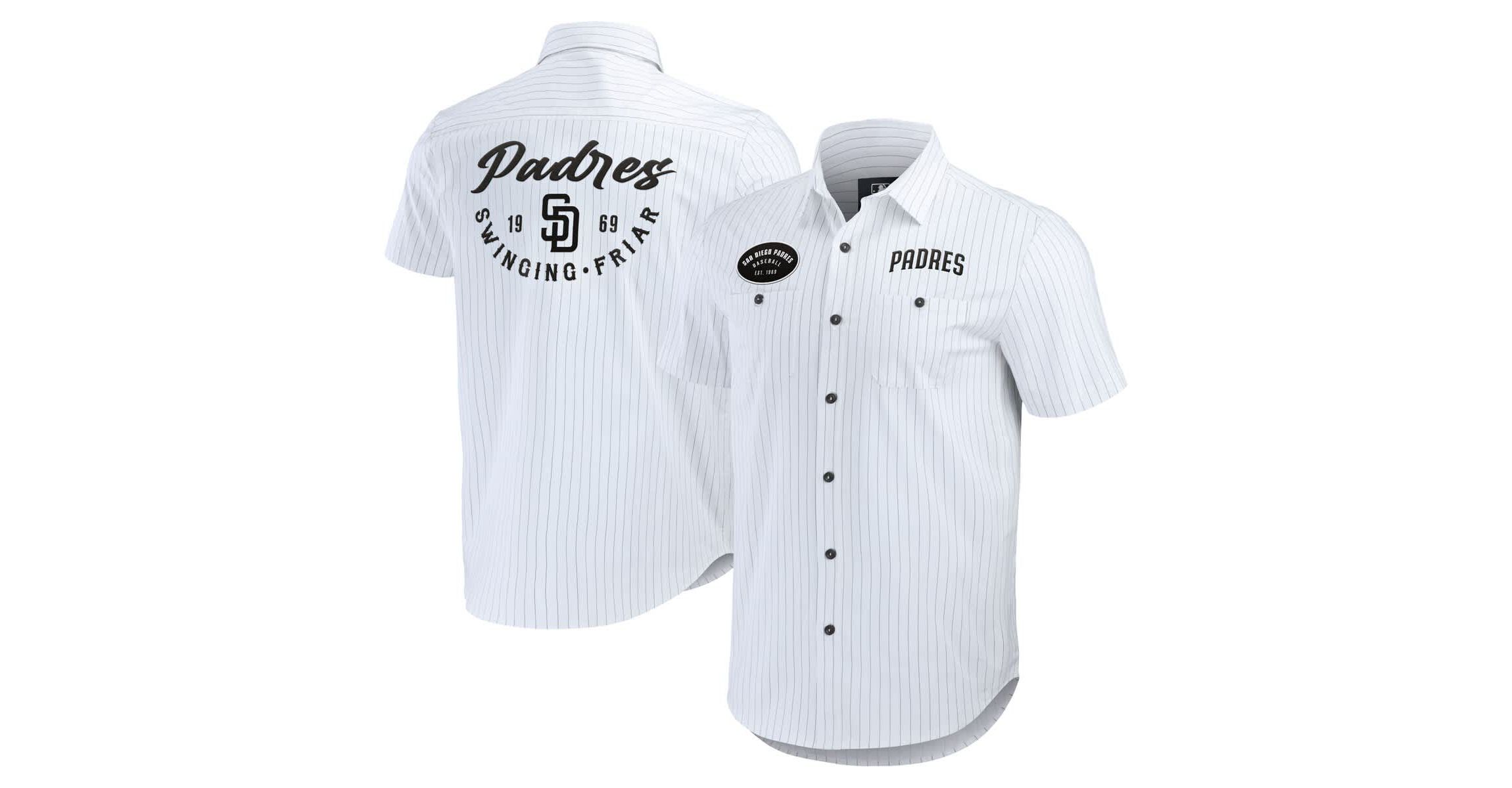MLB San Diego Padres Pin Stripe Short Sleeve Button-Up Shirt