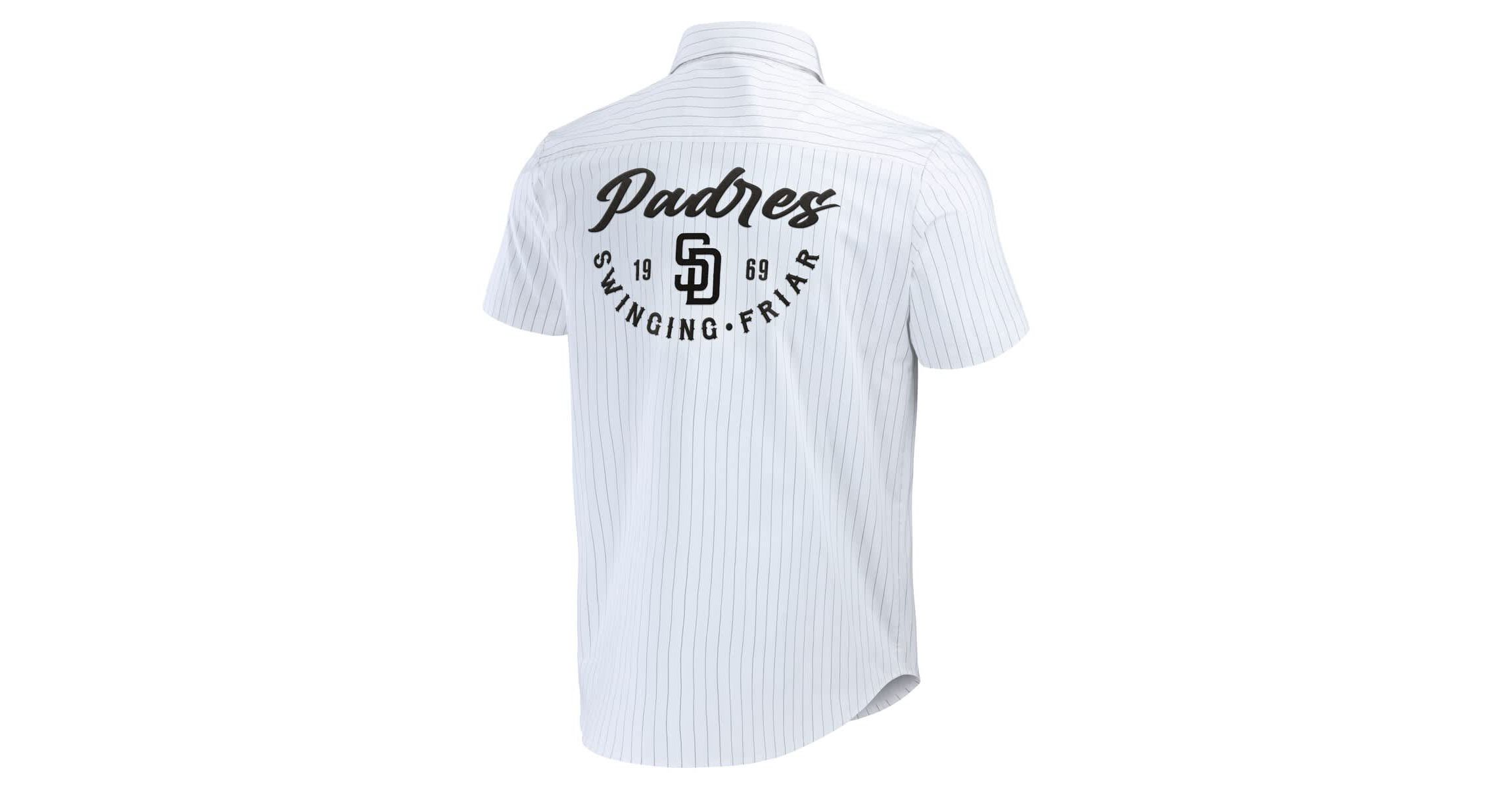 MLB San Diego Padres Pin Stripe Short Sleeve Button-Up Shirt
