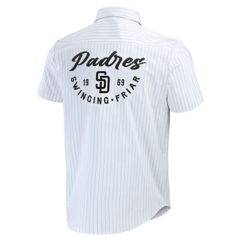 MLB San Diego Padres Pin Stripe Short Sleeve Button-Up Shirt