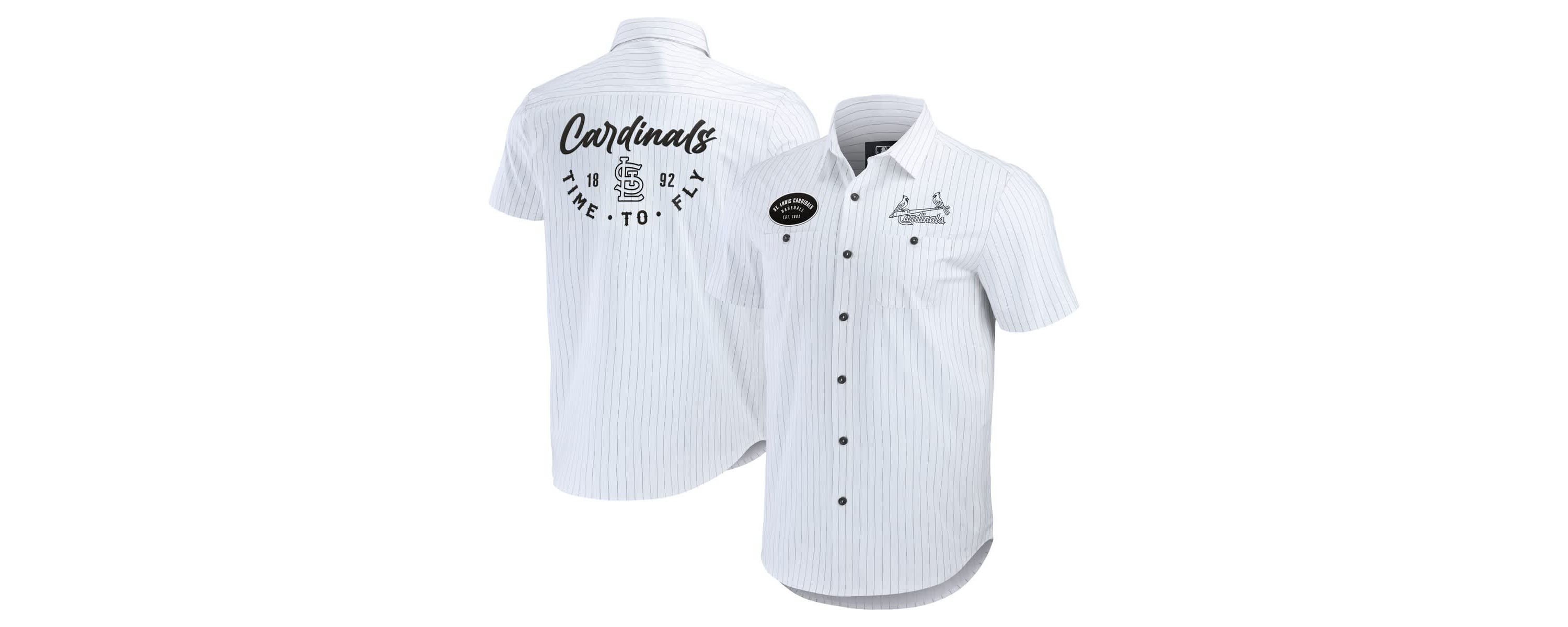 MLB St. Louis Cardinals Pin Stripe Short Sleeve Button-Up Shirt